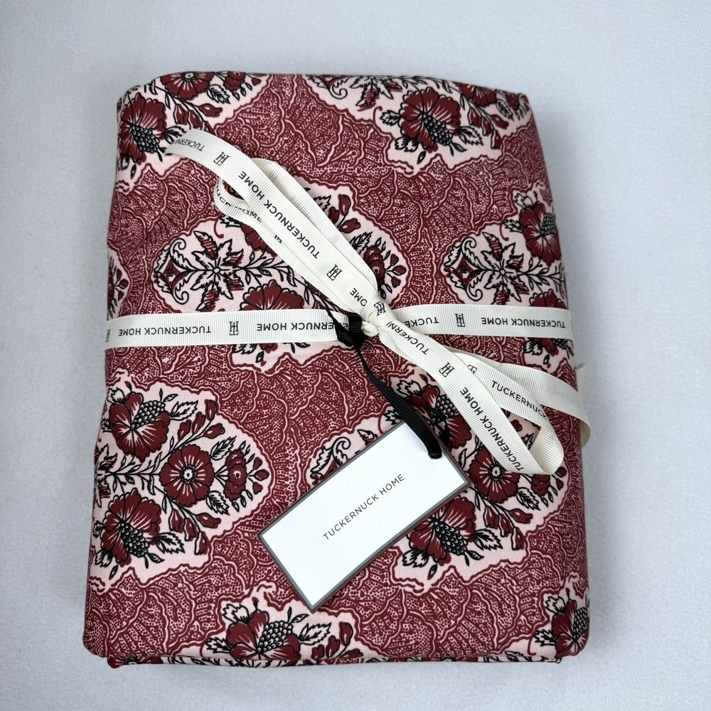 Tuckernuck Home Half Drop Illustrative Floral Tablecloth Pink Flowers 106" X 72"